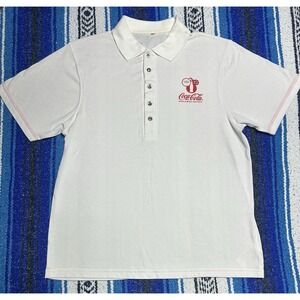 Coca Cola Worldwide Partner Olympics White Polo Shirt Men's Large Promo